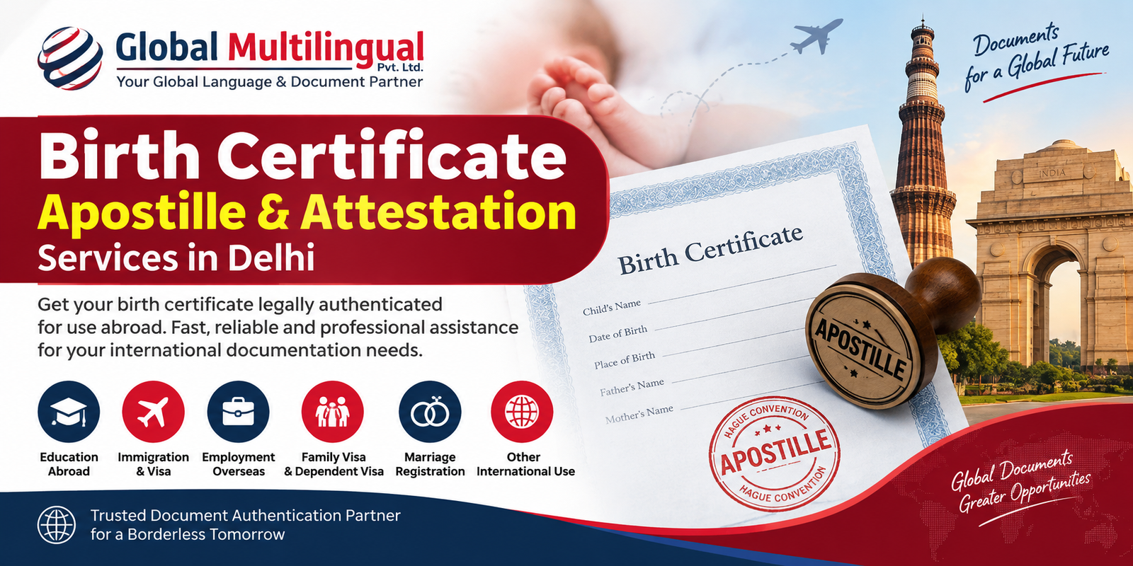 Birth Certificate Apostille & Attestation Services in Delhi